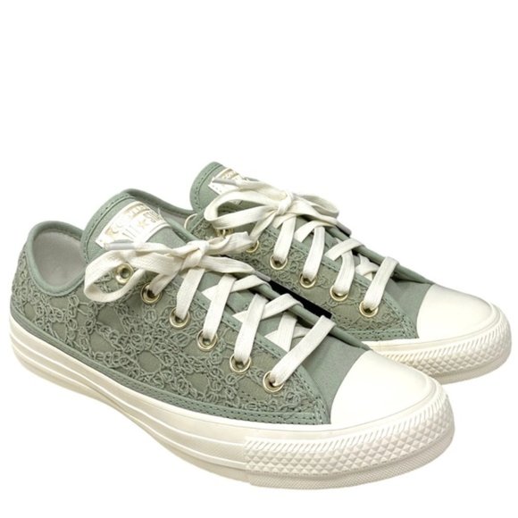 Converse Ctas OX Low Top Sneakers Women's Size Green Canvas Knit Skate A06226C - Picture 2 of 9